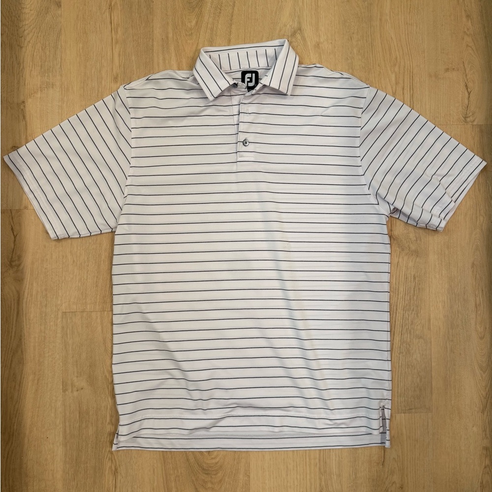 Men's FJ White Striped Polo Shirt